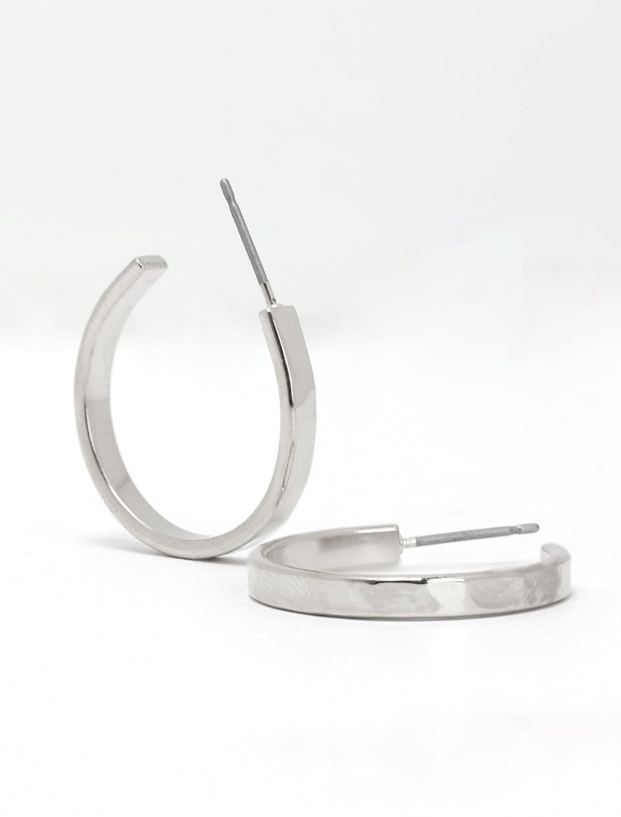 Hot 3/4 Inch Hammered Silver Hoops Hoops