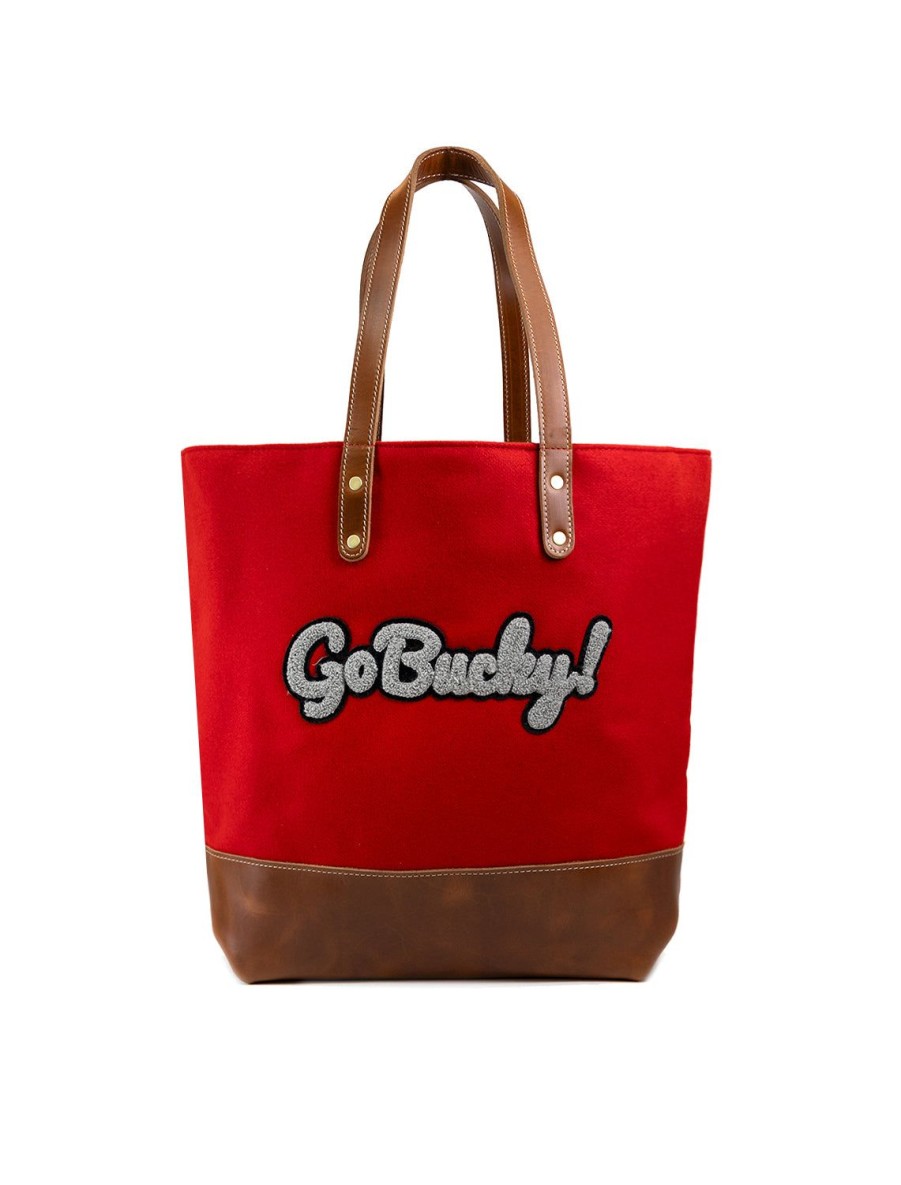 Hot Wisconsin Red Script Go Bucky Tote Bag Totes + Satchels