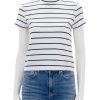 Online Short Sleeve Organic Cotton Stripe High Neck Baby Tee In White Tees