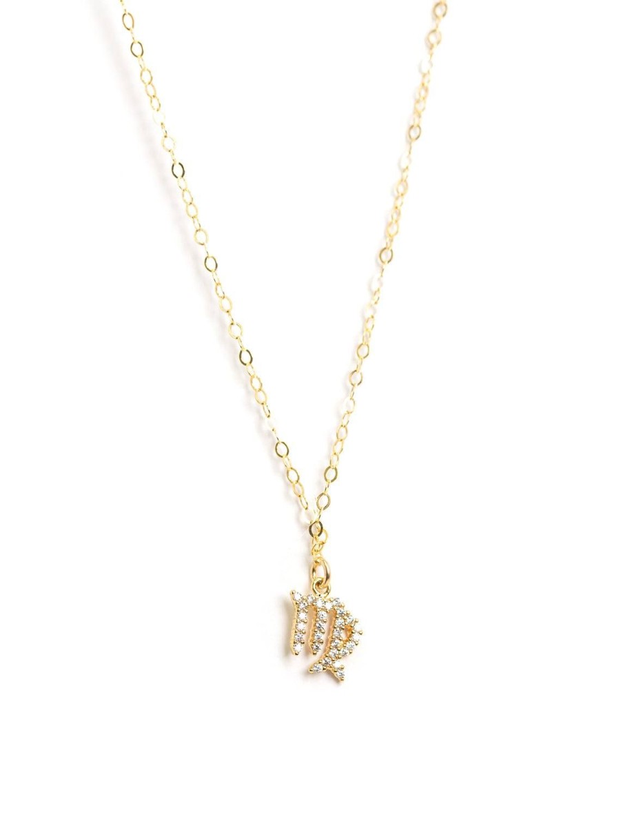 New Mini Pave Zodiac Necklace | Virgo Delicate