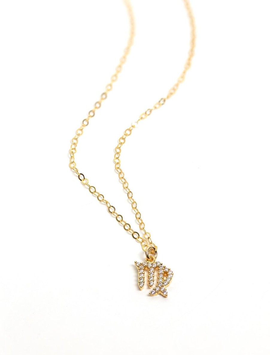 New Mini Pave Zodiac Necklace | Virgo Delicate