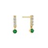 Hot 14K Diamond Bar Earrings With Emerald Drops Studs