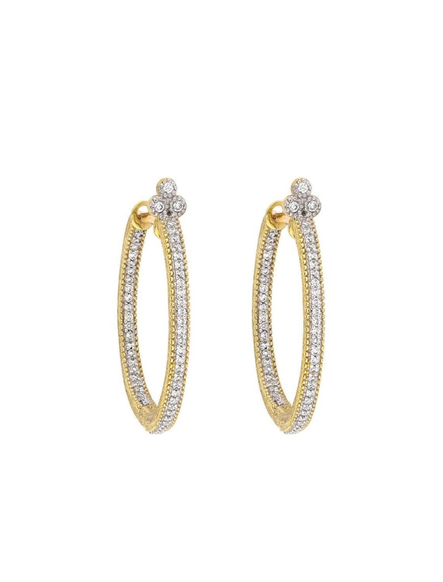 New Medium Provence Pave Hoop Earrings In Yellow Gold Hoops