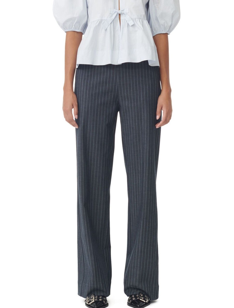 Best Stretch Stripe Mid Waist Pants Trousers