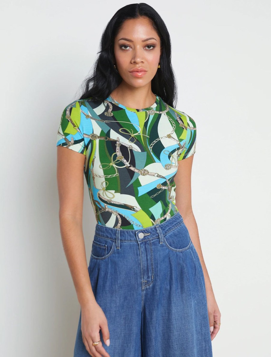 New Ressi Tee In Sea Green Belt Swirl Tees