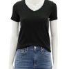 Wholesale Slub V-Neck Tee In Black Lounge Tops + Sweatshirts