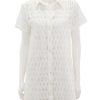 Online Eyelet Short Sleeve Shirt Dress In White Day To Night Dresses