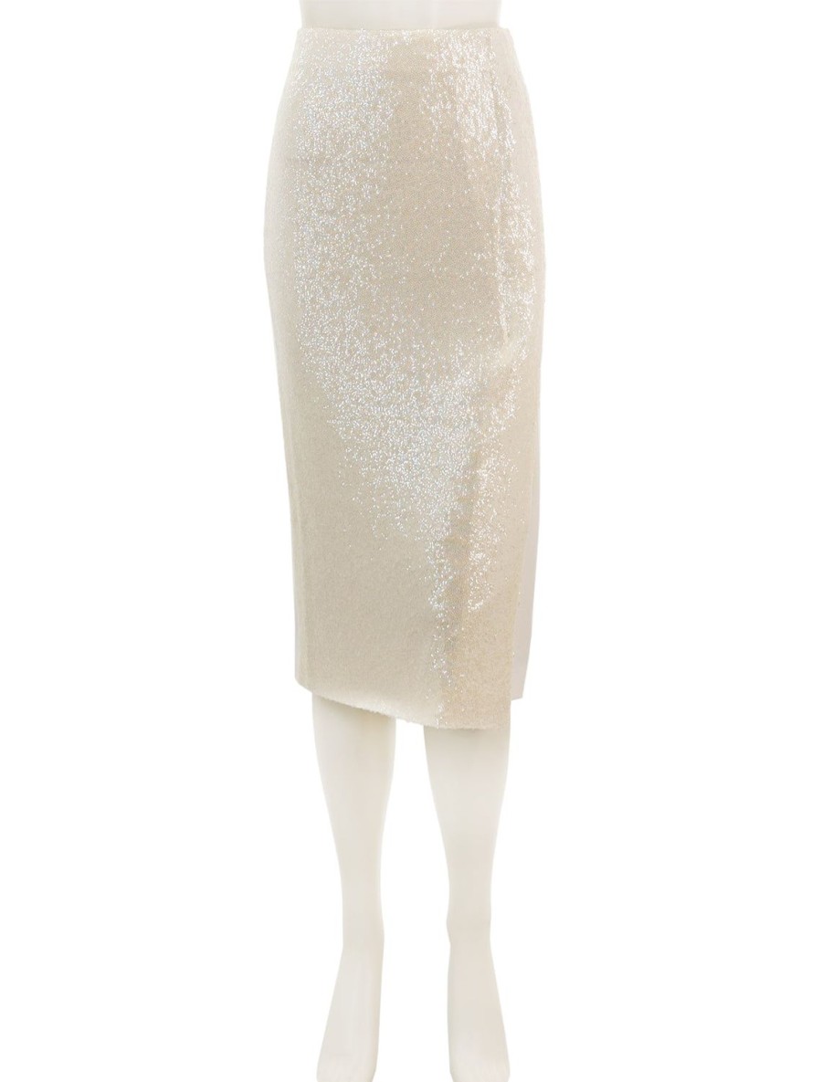 Clearance Celine Midi Wrap Skirt In Ivory Sequin Skirts