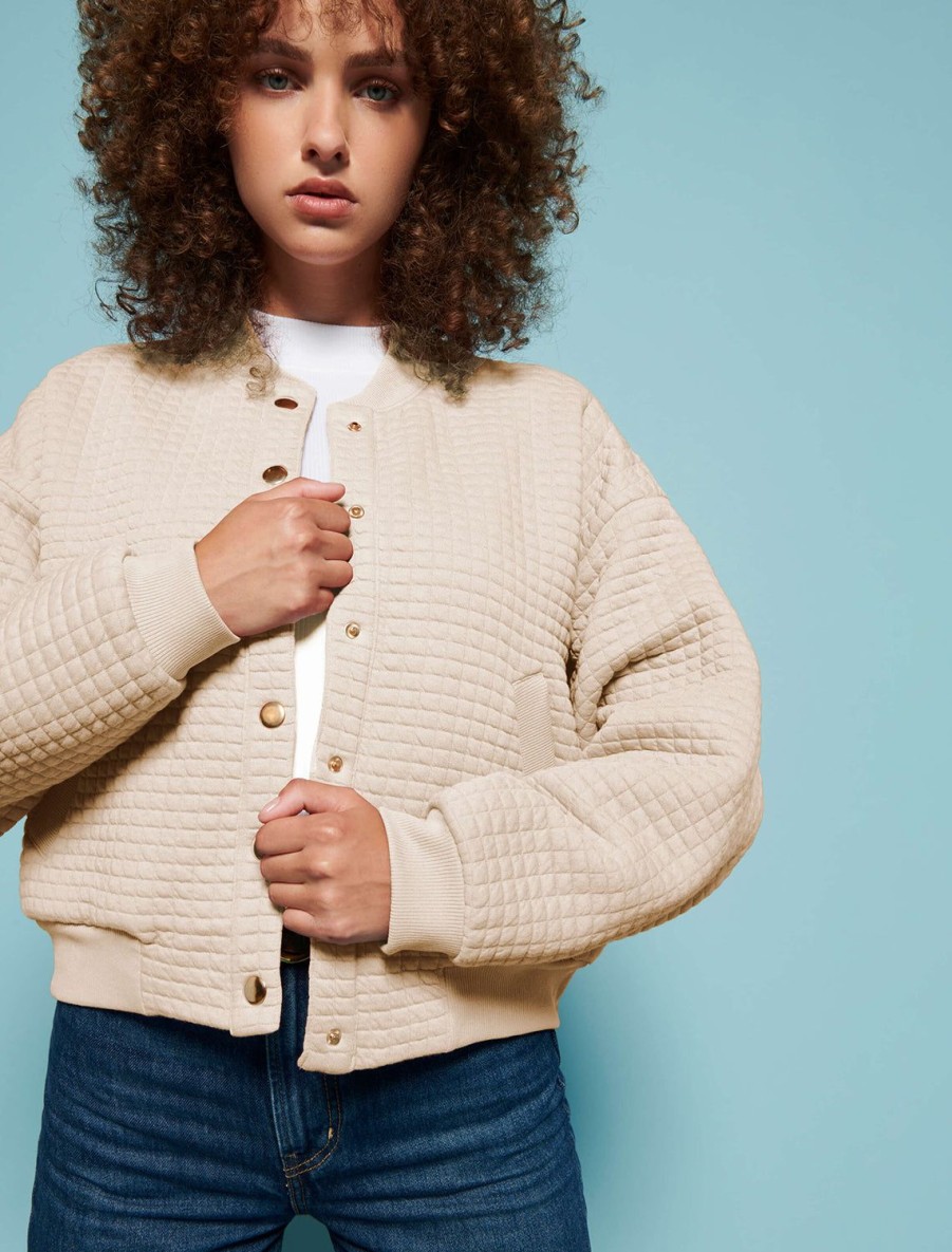 Wholesale Logan Oversized Bomber In White Chocolate Lounge Tops + Sweatshirts