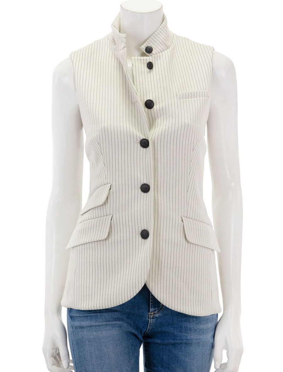 Online Ponte Slade Vest In Ivory Stripe Blazers