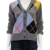 New Harlequin Wool Cardigan In Frost Grey Cardigans