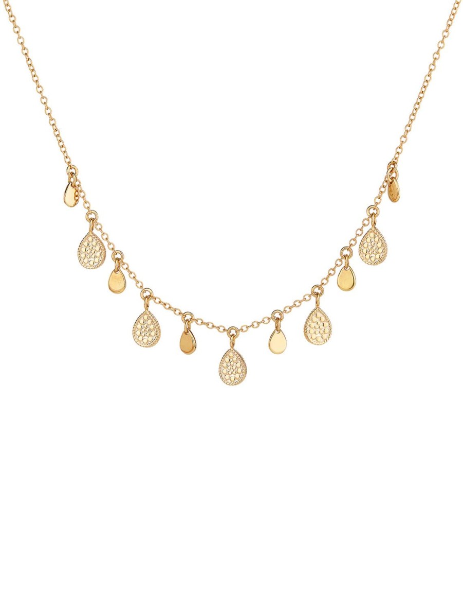 Hot Teardrop Charm Necklace In Gold Chain Necklaces