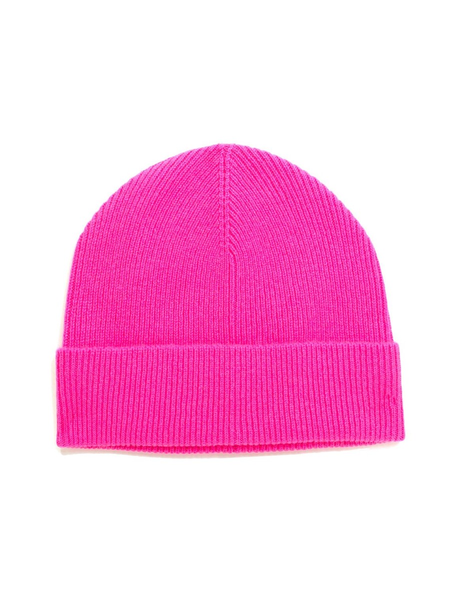 Clearance Ribbed Turnback Hat In Hot Pink Hats