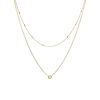 Clearance 14K Tiny Bar Chain And Diamond Pendant Double Chain Necklace Delicate