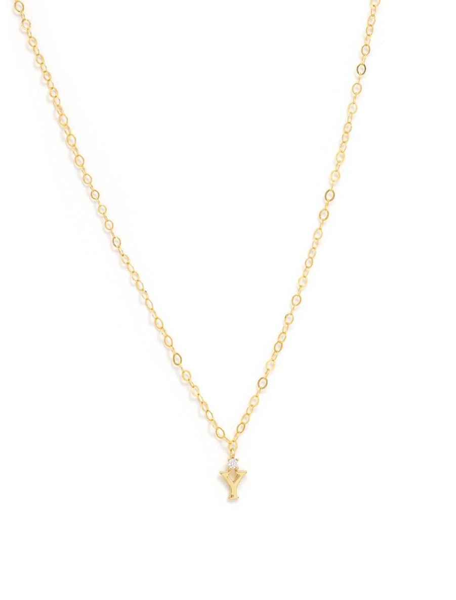 Clearance Initial And Cz Necklace In Gold | Y Delicate