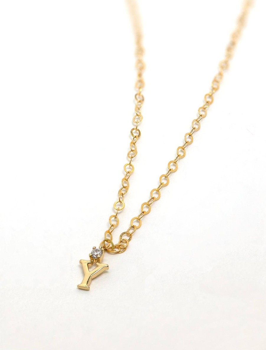 Clearance Initial And Cz Necklace In Gold | Y Delicate