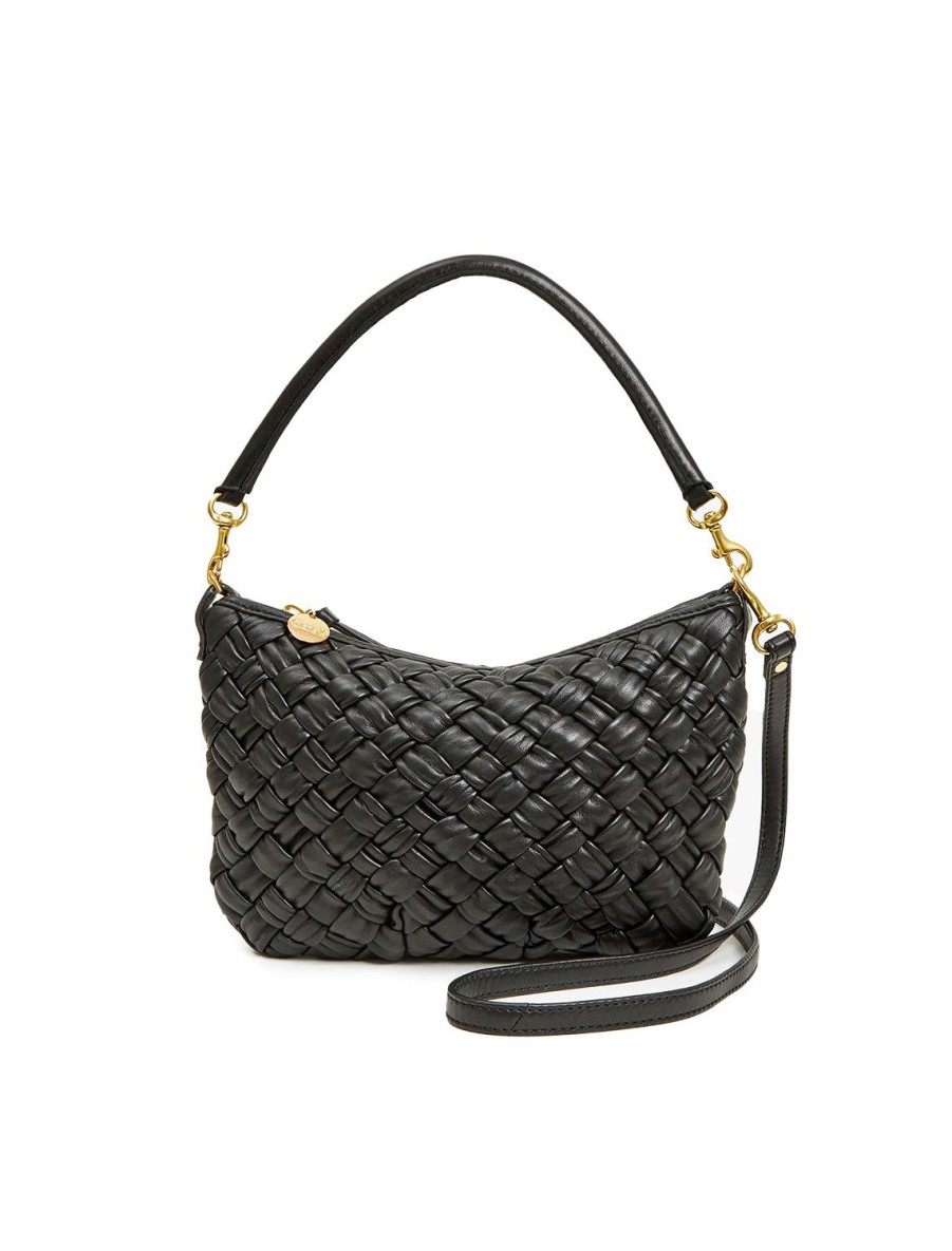 Hot Petite Moyen Messenger In Black Puffy Woven Crossbody