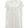 Wholesale Eyelet Short Sleeve Shirt Dress In White Casual + Knit Dresses