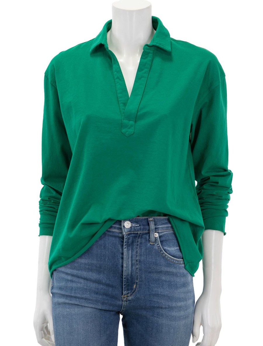 New Popover Henley In Clover Lounge Tops + Sweatshirts