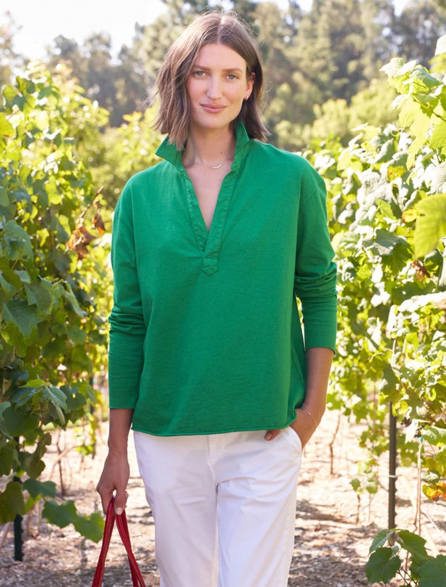 New Popover Henley In Clover Lounge Tops + Sweatshirts