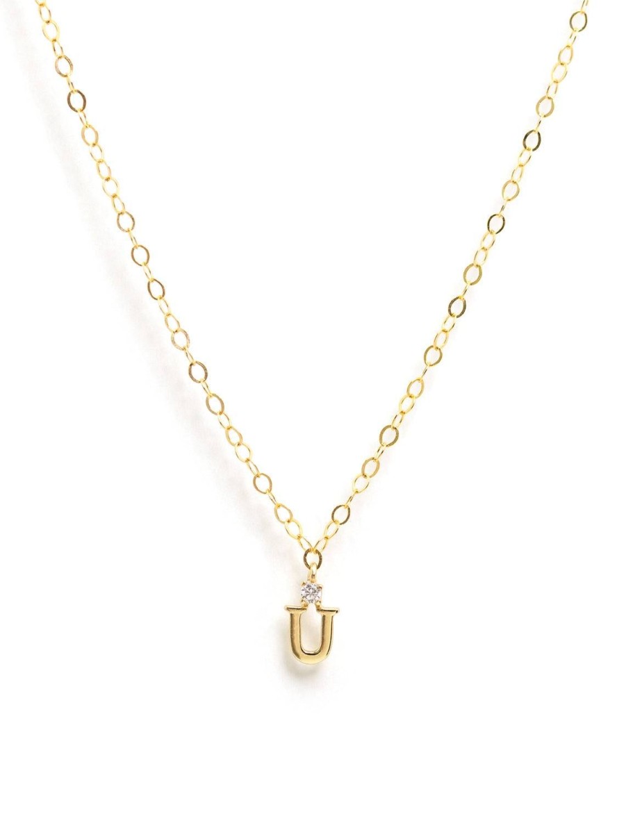 Online Initial And Cz Necklace In Gold | U Delicate