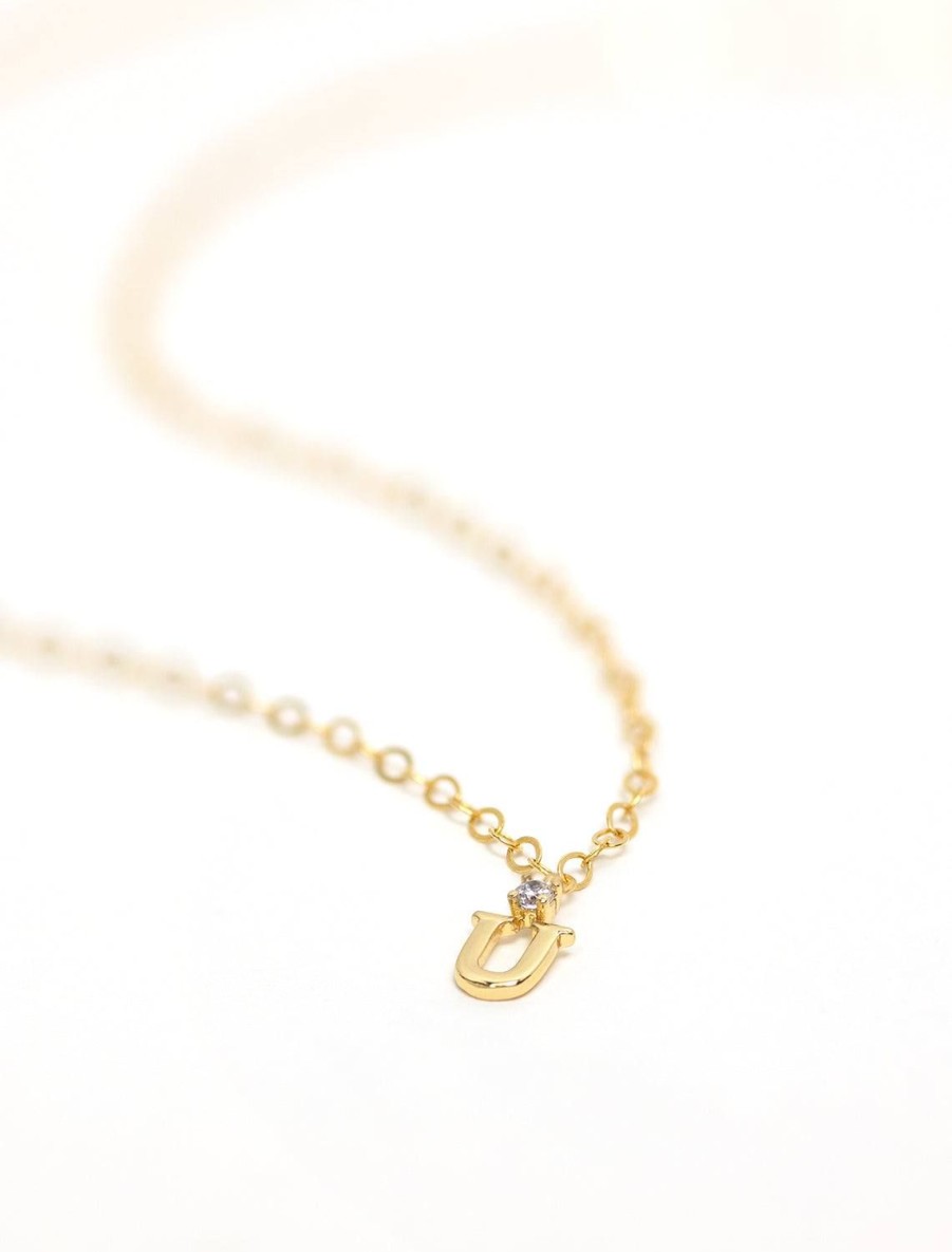 Online Initial And Cz Necklace In Gold | U Delicate