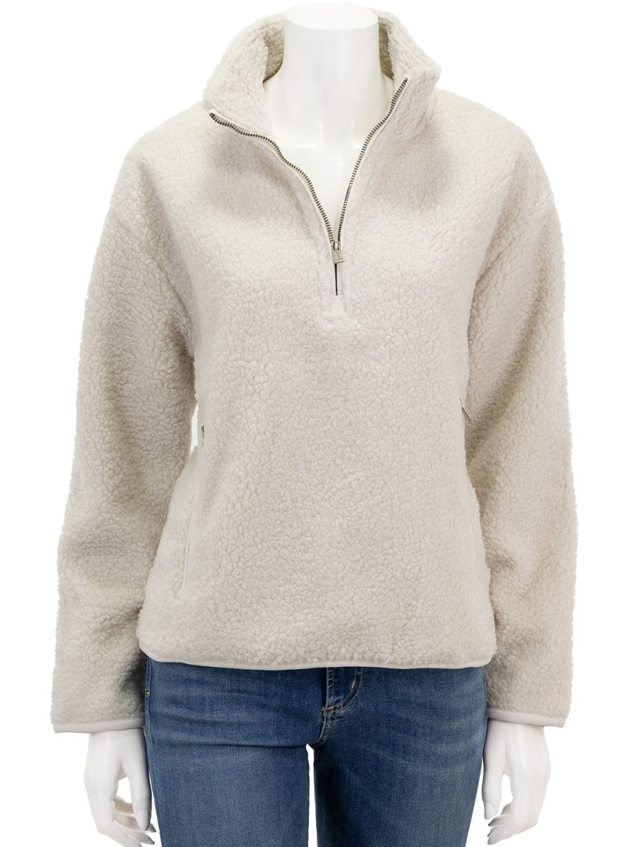 Online Quarter Zip Sherpa In White Sand Lounge Tops + Sweatshirts