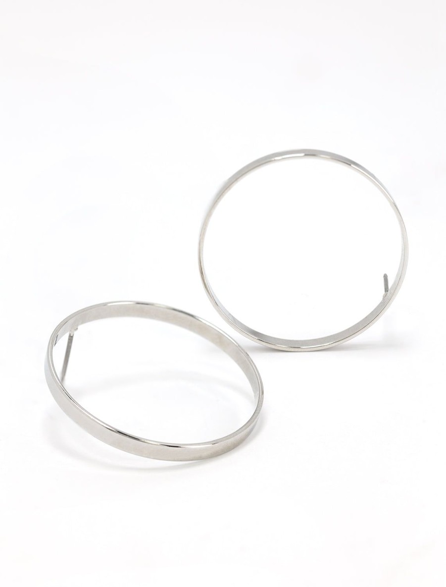 Best Large Open Circle Posts In Silver Hoops