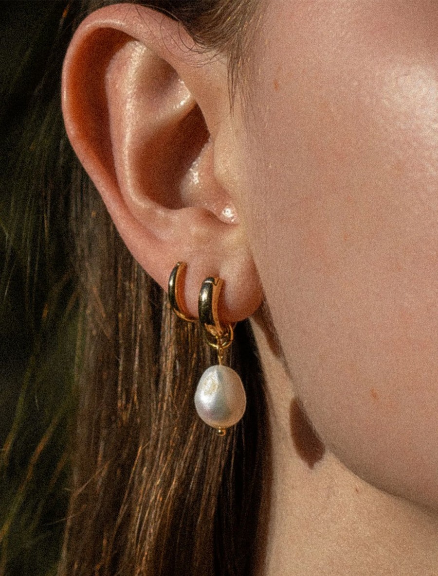 New Petite Colette Pearl Earrings In Gold Drops