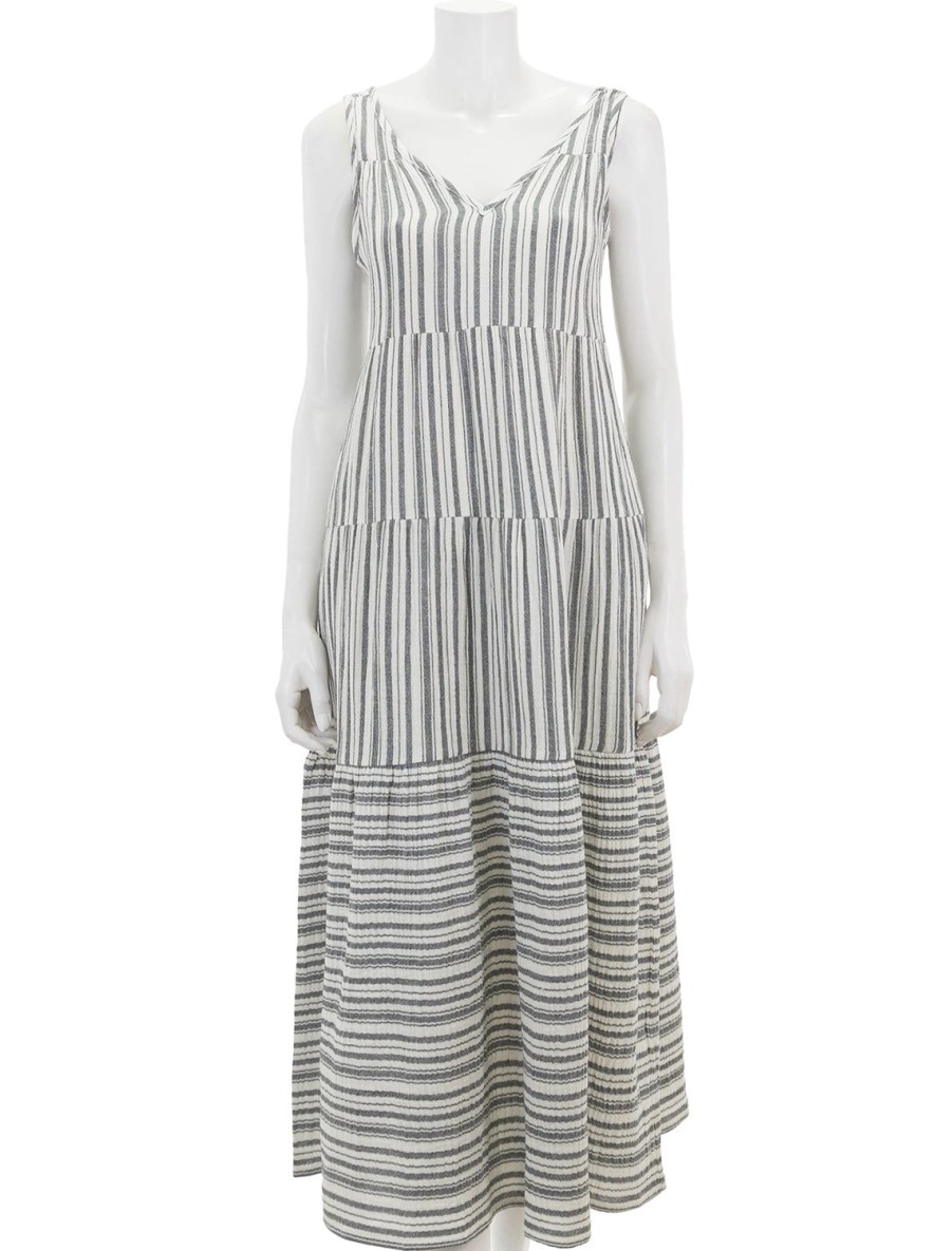 Wholesale Corinne Maxi Dress In Mixed Black And White Stripe Casual + Knit Dresses