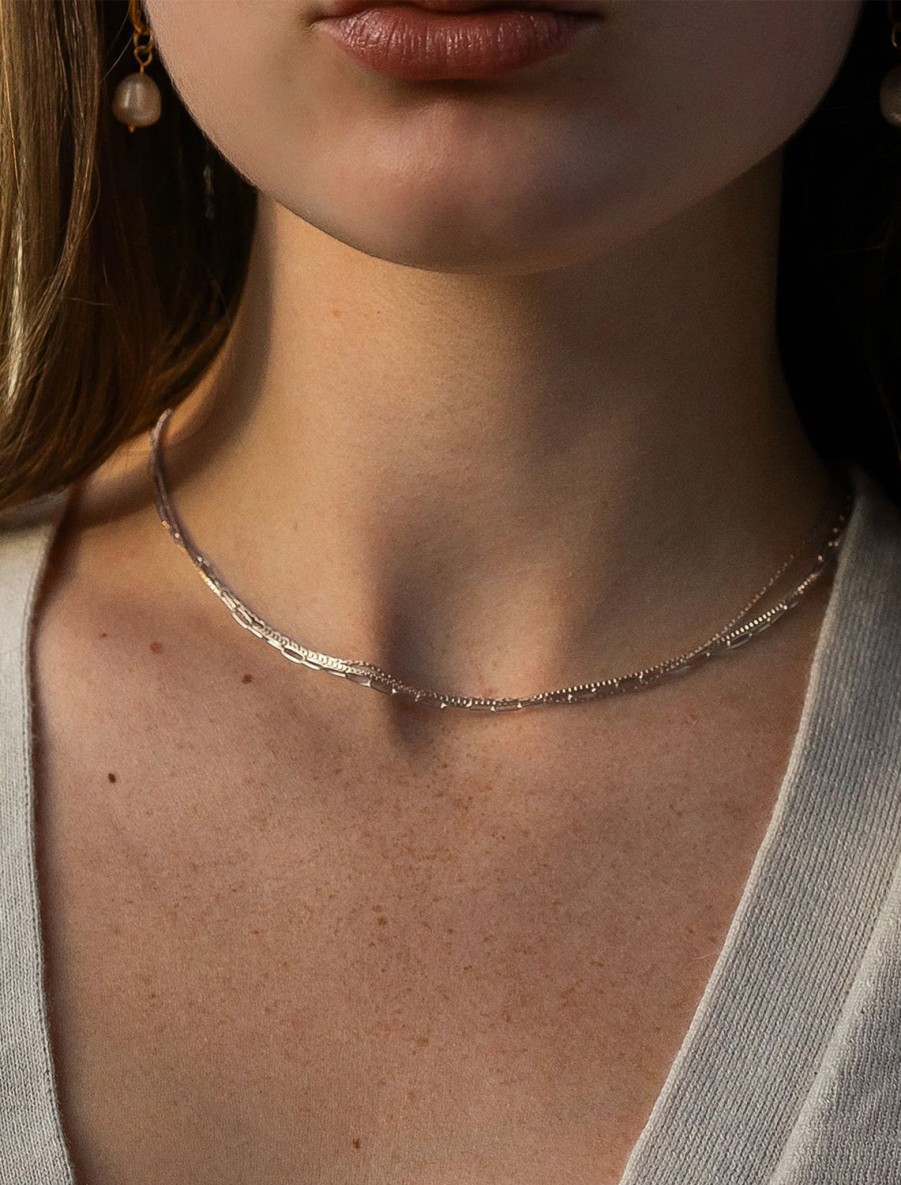 Clearance Rosalie Necklace In Silver Chain Necklaces