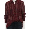 Best Georgette Ruffle Shirt In Syrah Blouses