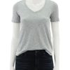 Hot Slub V-Neck Tee In Heather Grey Lounge Tops + Sweatshirts