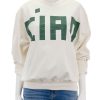 New Ciao Oversized Sweatshirt In Cream And Evergreen Lounge Tops + Sweatshirts