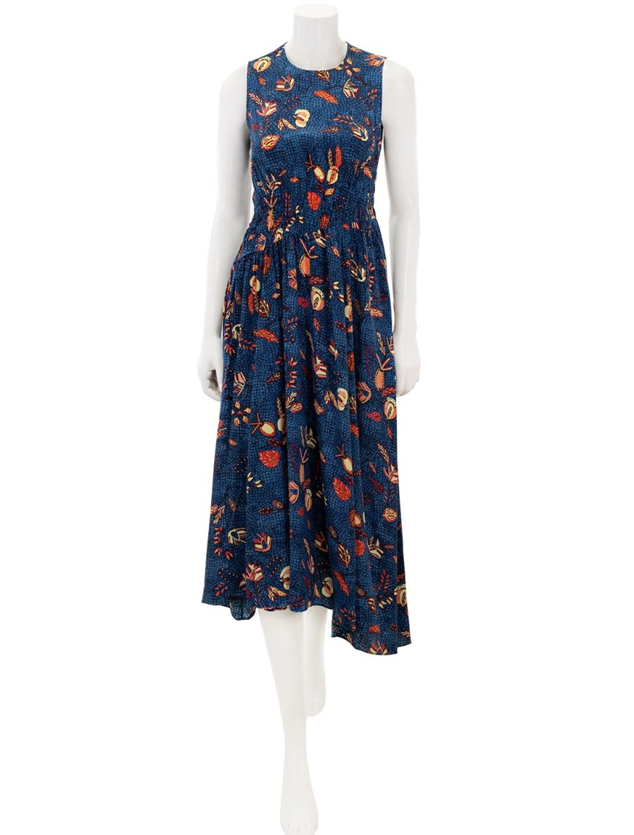 Wholesale Luca Dress In Blue Dahlia Printed Dresses