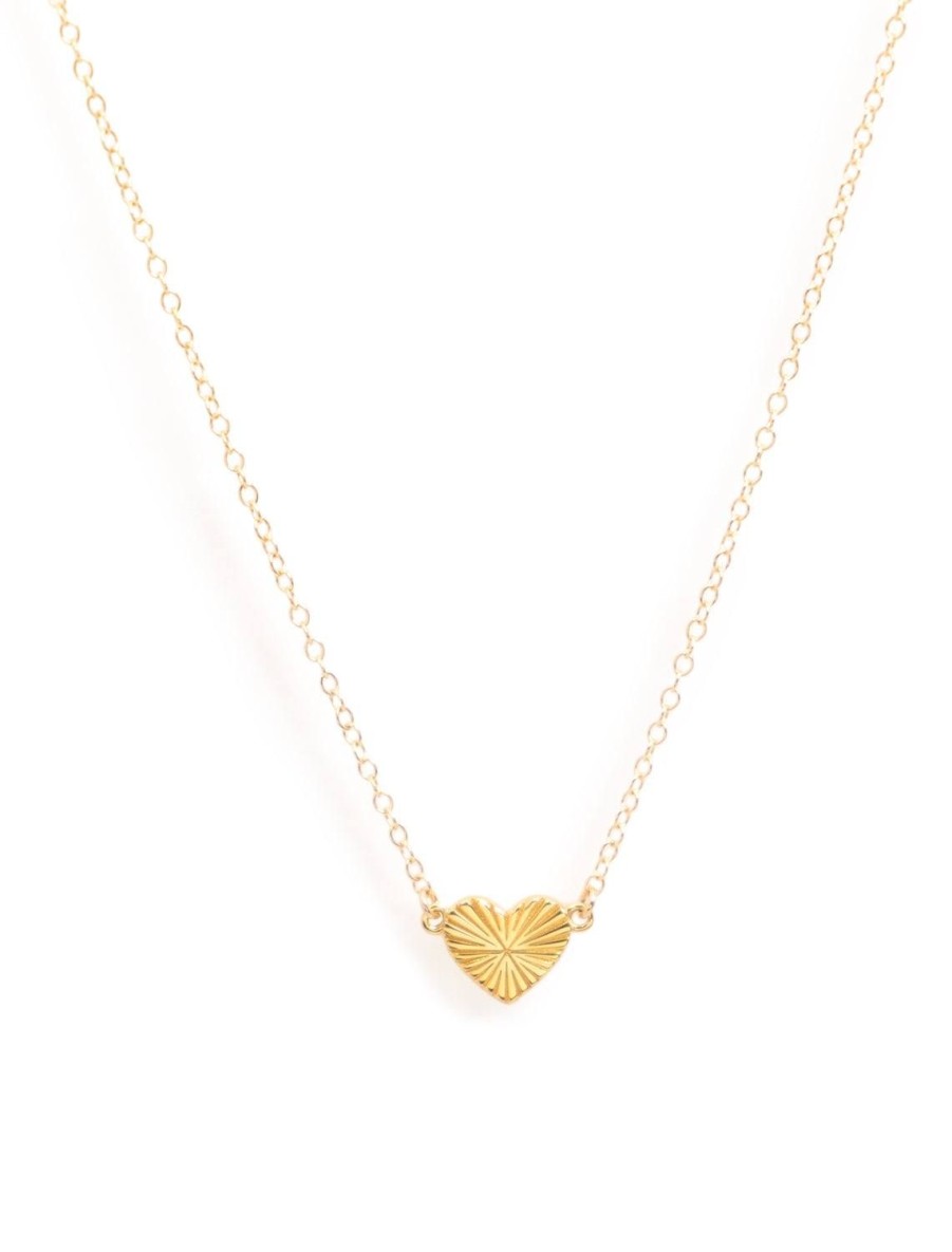 Clearance Heartbeat Charm Necklace In Gold Delicate