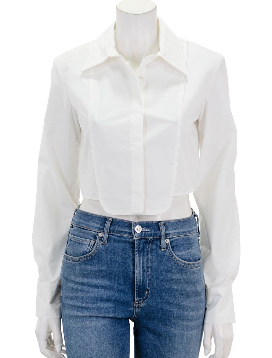 Wholesale Joyce Tuxedo Shirt In White Blouses