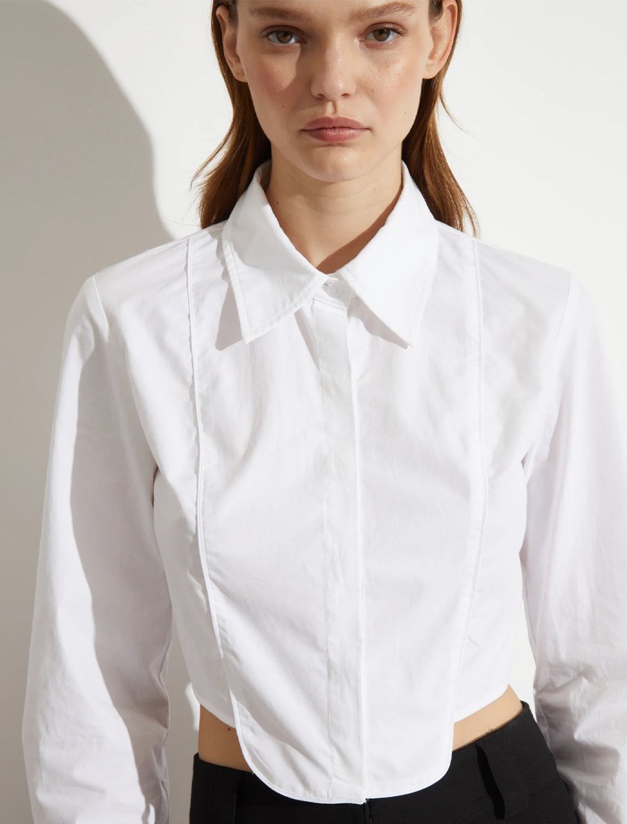 Wholesale Joyce Tuxedo Shirt In White Blouses