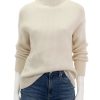 New Ribbed Funnel Neck In Ivory Pullover Sweaters