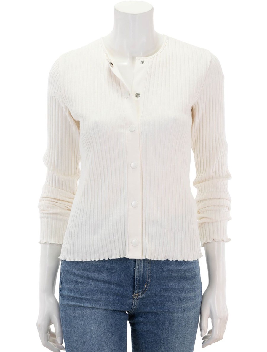 Clearance Ribbed Cardigan In Off White Cardigans