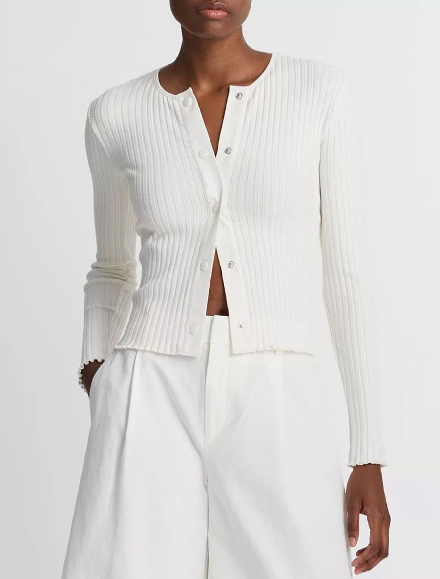 Clearance Ribbed Cardigan In Off White Cardigans