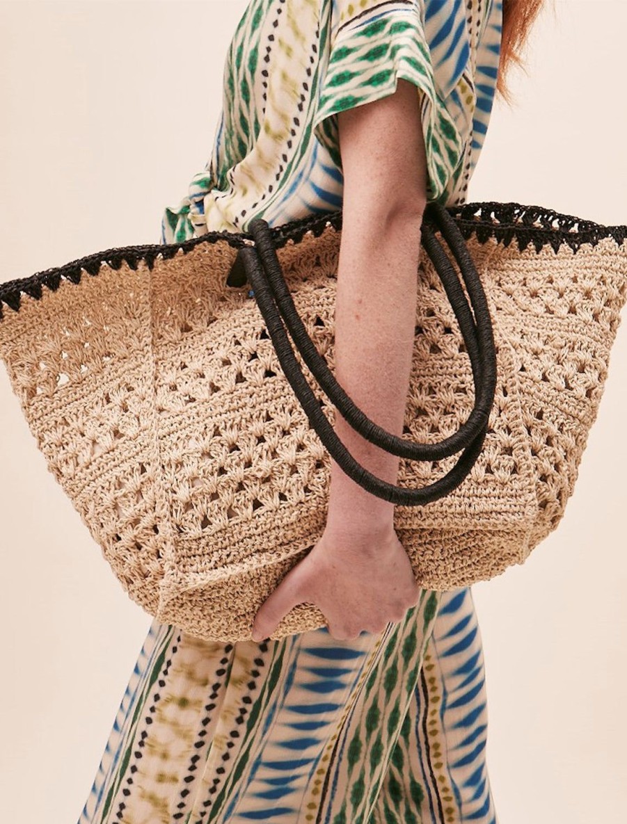 Online Alvaro Tote In Natural And Black Raffia Totes + Satchels