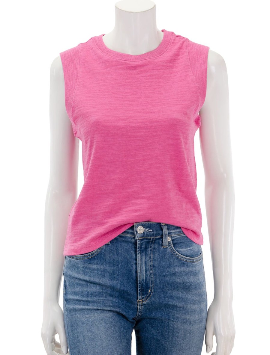 Wholesale Sunwashed Slub Muscle Tank In Cone Flower Pink Tanks