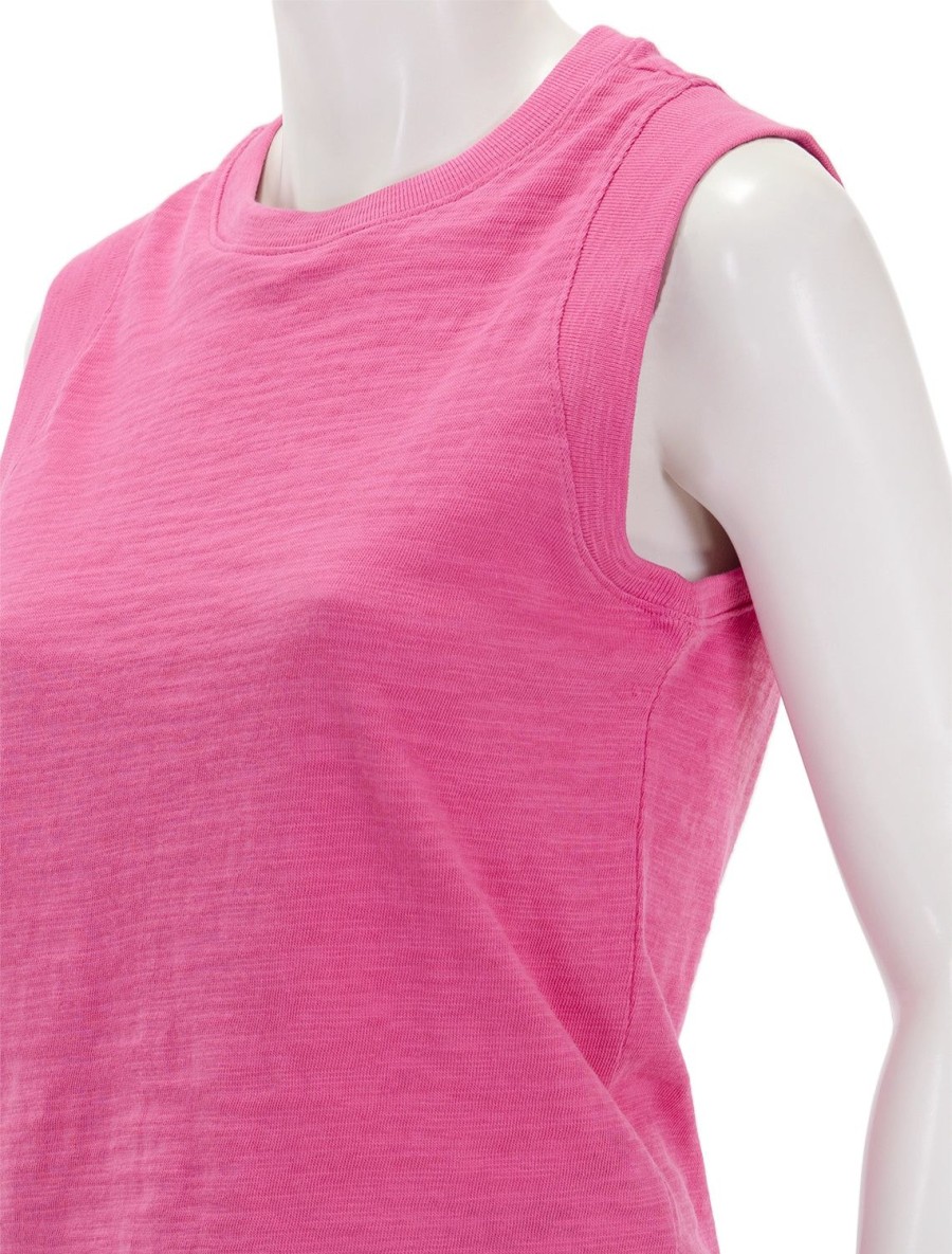 Wholesale Sunwashed Slub Muscle Tank In Cone Flower Pink Tanks