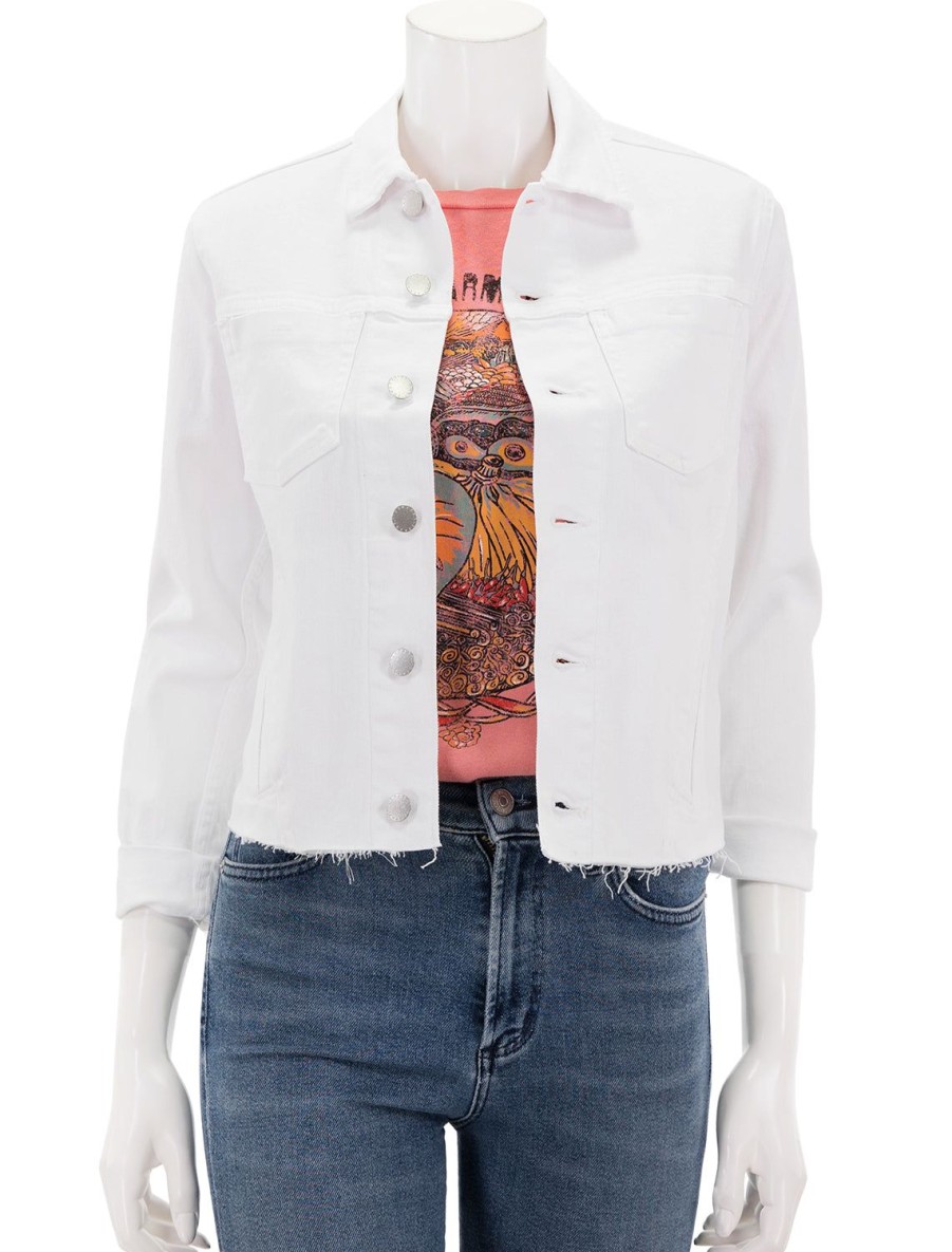 New Janelle Slim Raw Finished Jacket In Blanc Jean Jackets