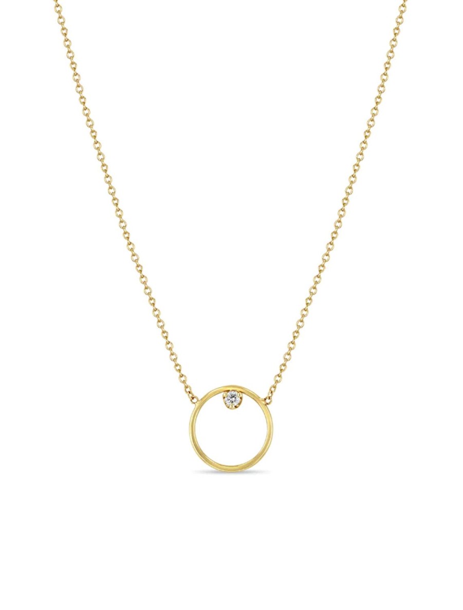 Online 14K Circle And Diamond Necklace | 16-17-18" Length Delicate