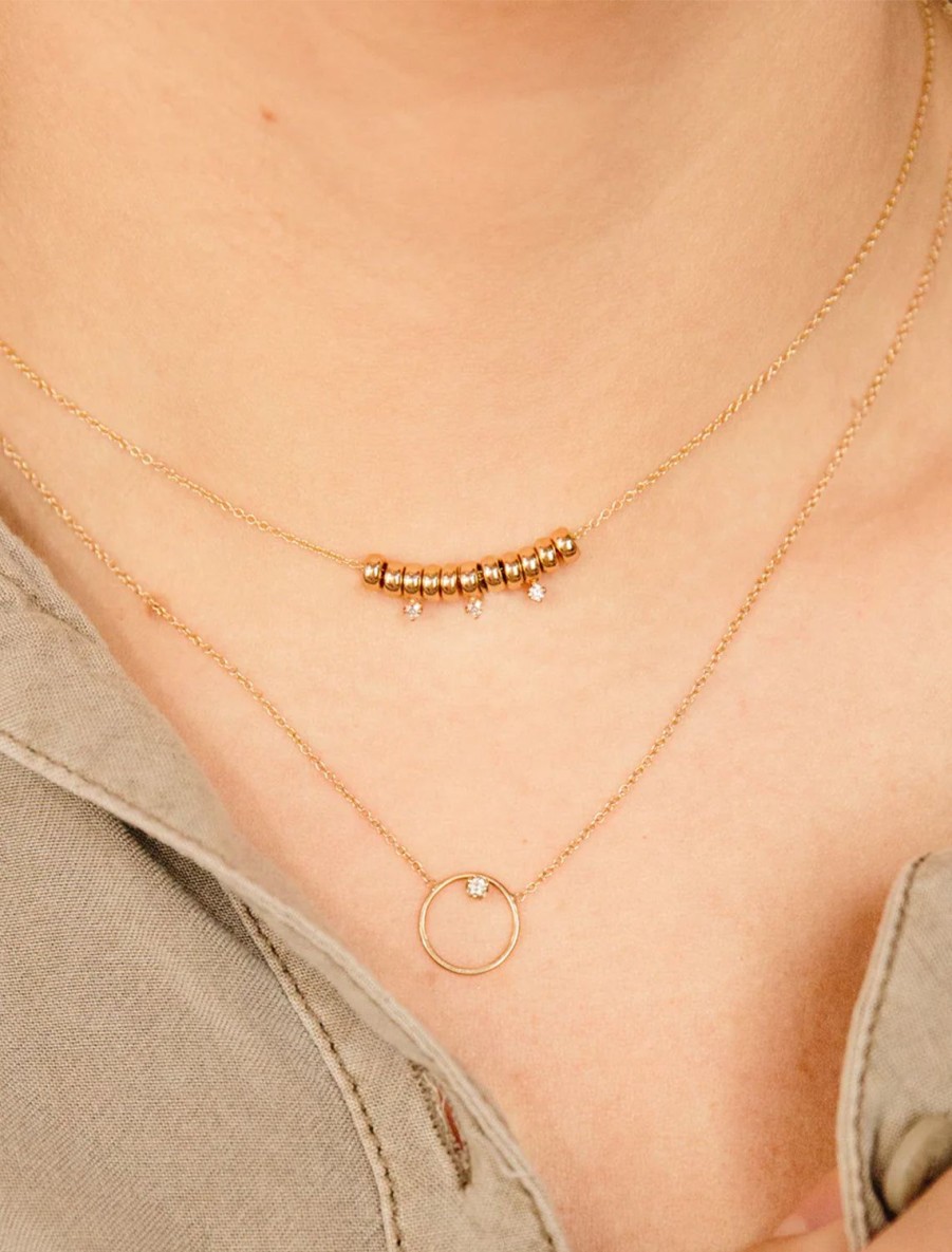 Online 14K Circle And Diamond Necklace | 16-17-18" Length Delicate