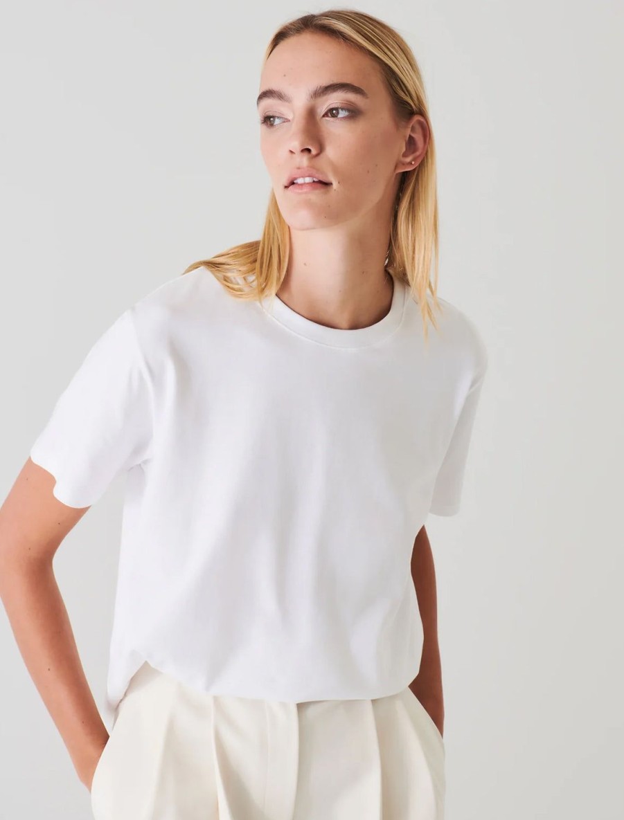 New Short Sleeve Iconic Boyfriend Crew In White Lounge Tops + Sweatshirts