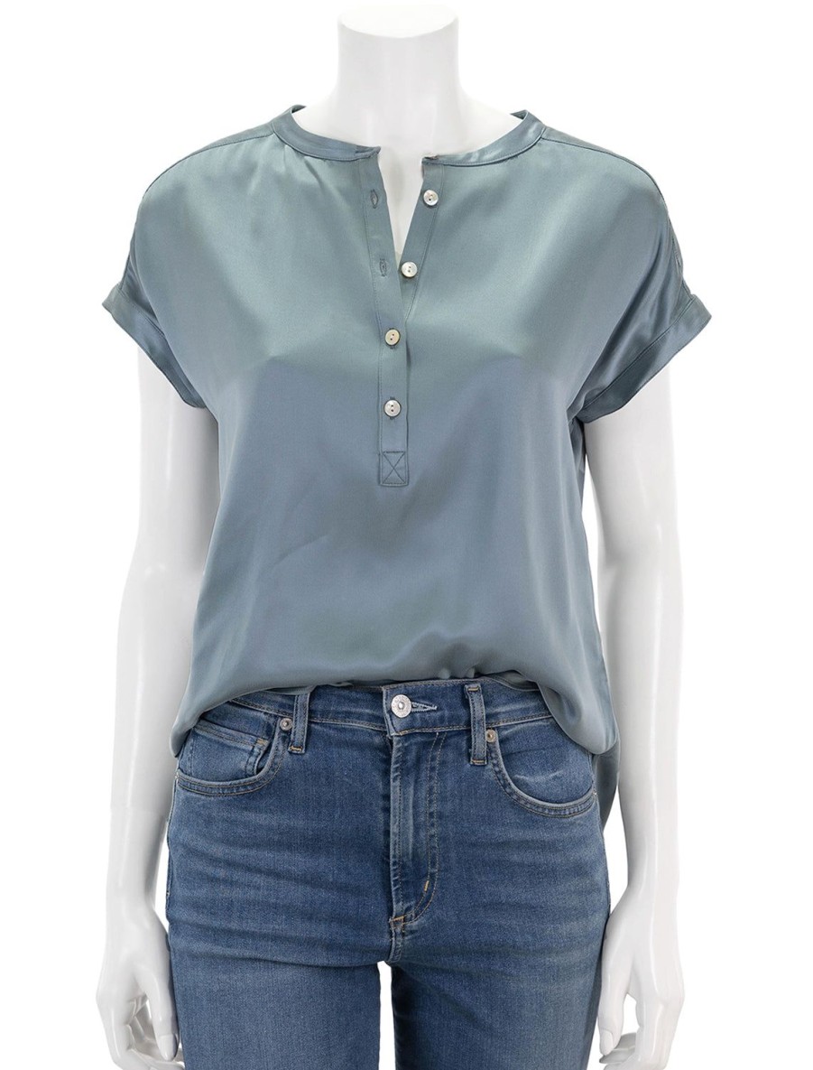 New Sandwashed Silk Desmond Top In Lead Blouses