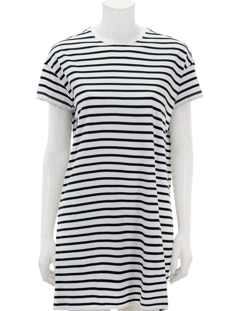 Best Classic Jersey Stripe Short Sleeve Dress In Black And White Stripe Casual + Knit Dresses